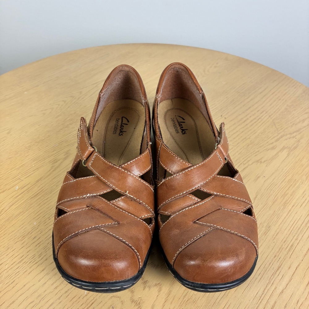 Clarks Woven Fisherman Flats Women's 7.5 Comfort Support Walking Office Boho - Picture 2 of 7
